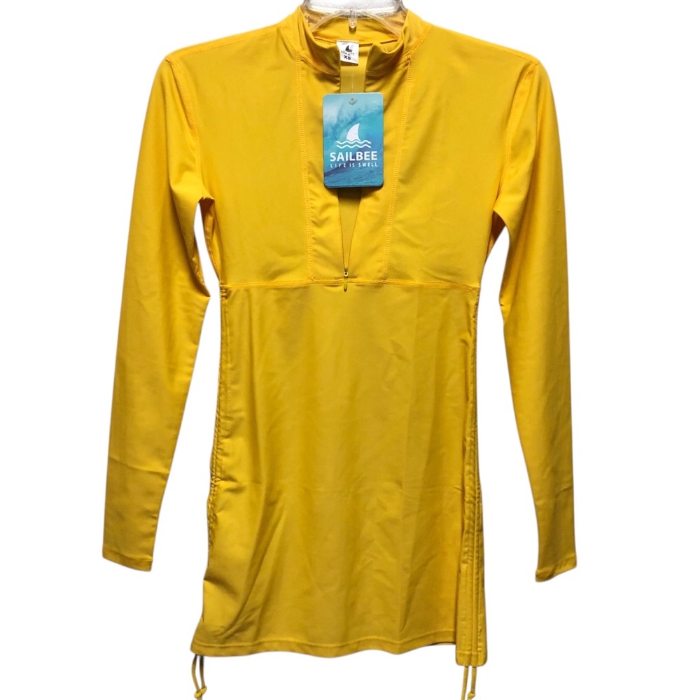 Sailbee N.W.T. Yellow SZ XS Long Sleeve Swim CoverUp Dress.UPF Athletic UV Guard